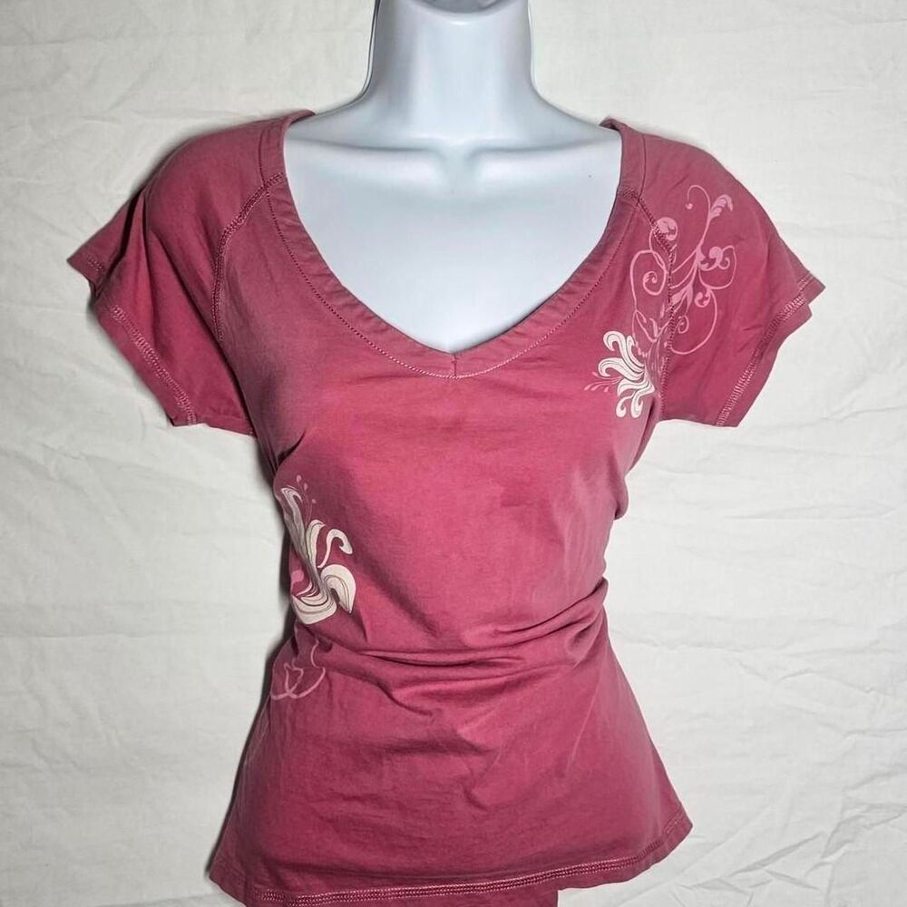 Vintage y2k 2000s pink fairy grunge v neck tee
